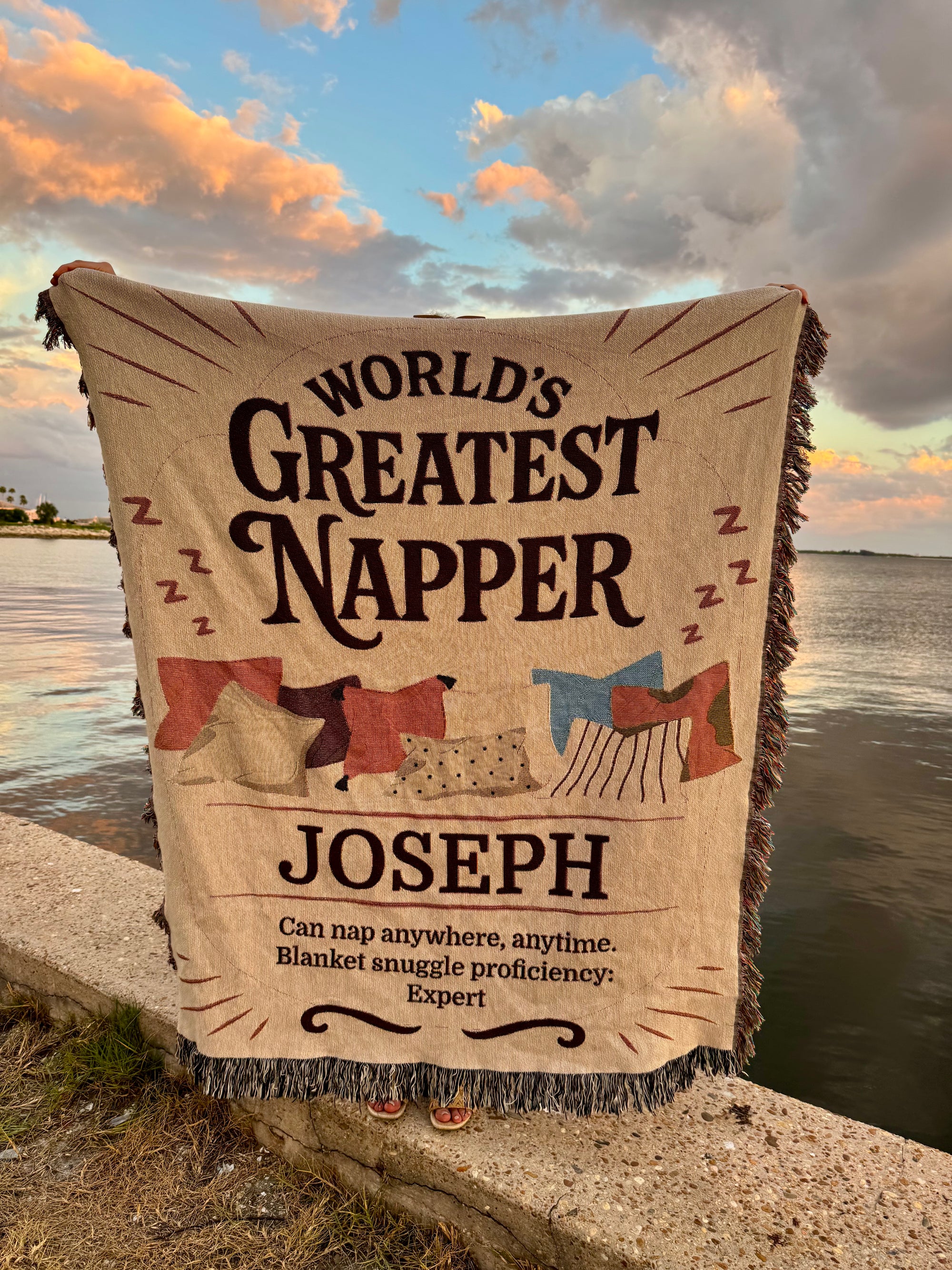 Personalized World's Greatest Napper Woven Blanket, 100% Cotton